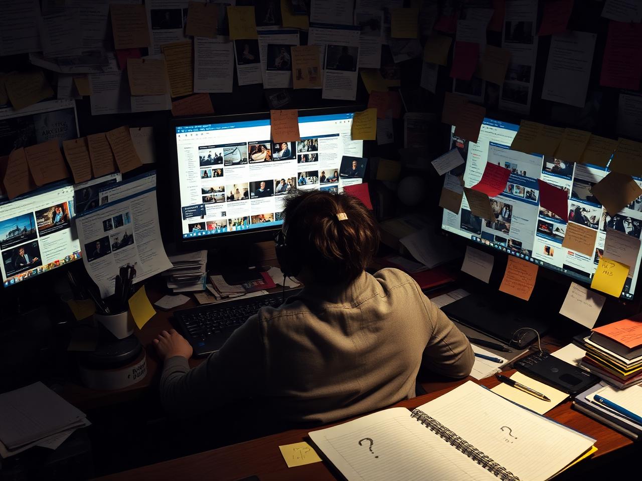 A learner surrounded by scattered videos, notes and conflicting advice while trying to decide what to do next
